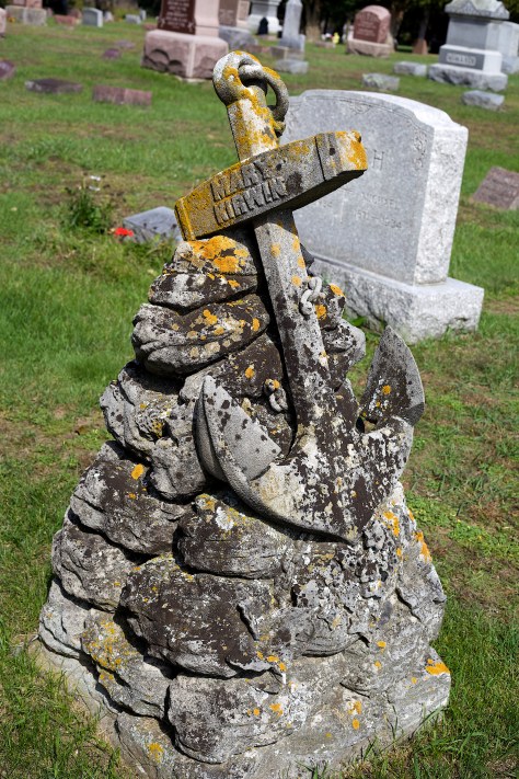This anchor-themed monument is at St. Mary's Catholic Cemetery in Portage, Wisconsin.