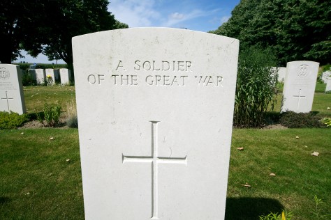 Grave of an unknown soldier near Ypres, Belgium.