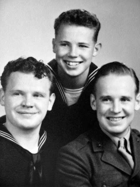 Three Mulqueen brothers served in World War II: Patrick (left), Thomas (center) and Earl.