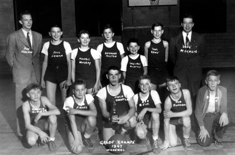 The Mauston 8th grade boys basketball team won the 1947 Wonewoc tournament.