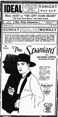 Ruby Treutel Hanneman was the musical attraction during the showing of The Spaniard.