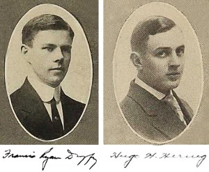 Students Francis Ryan Duffy and Hugo H. Hering petitioned the Board of Regents to accept the plaque in 1910.
