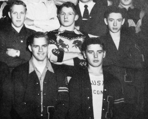 Freeman (at left in first row) pictured with other letter winners in the M Club.