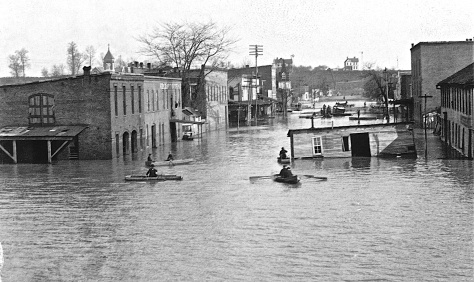 Floodwaters reached more than 12 feet deep in much of the town in April 1898.