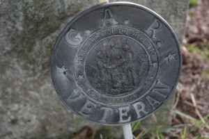A Grand Army of the Republic medallion, posted in the Treutel family block at Union Cemetery, West Bend, Wisconsin.